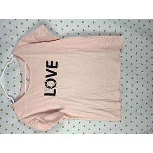 Victorias Secret LOVE Bling sequined Logo Tee pink shirt Small